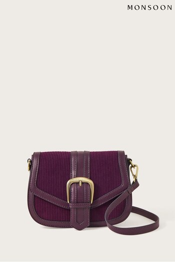 Monsoon Purple Cord Saddle Cross-Body Bag (867237) | £45