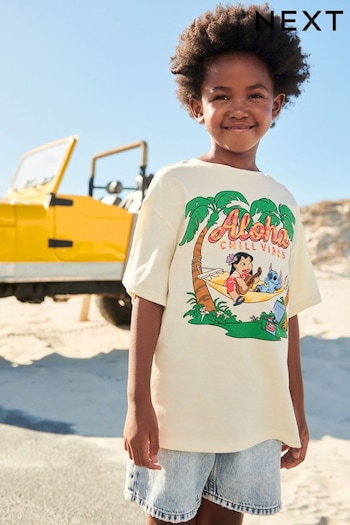 Lilo & Stitch Ecru Cream Oversized T-Shirt (3-16yrs) (867510) | £12 - £17