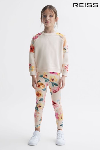 Reiss Pink Brooke Senior Floral Print Cotton Jersey Sweatshirt (867532) | £39