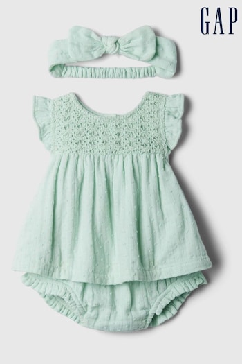 Gap Green Cotton grigio Crochet Outfit Set (Newborn-24mths) (867639) | £25