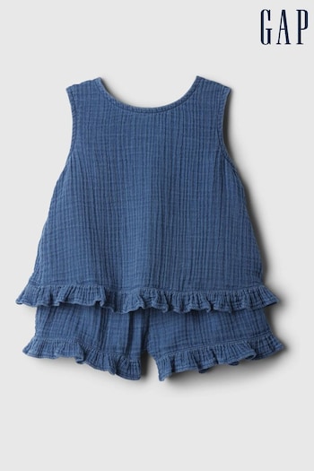 Gap Blue Denim Ruffle Outfit Set (6mths-5yrs) (867805) | £25