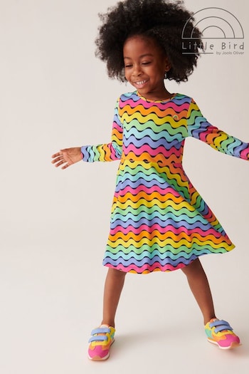 Little Bird by Jools Oliver Multi Rainbow Wave Skater Dress perfect (867886) | £20 - £26