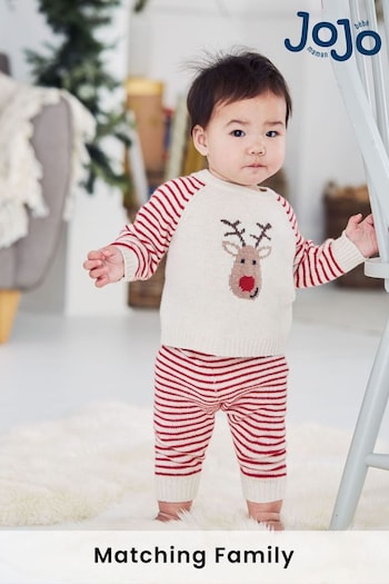 JoJo Maman Bébé Cream Reindeer Knitted Baby Set (8679U6) | £32