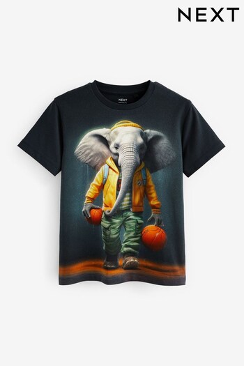 Black Elephant All-Over Print Short Sleeve T-Shirt (3-16yrs) (868253) | £9 - £12