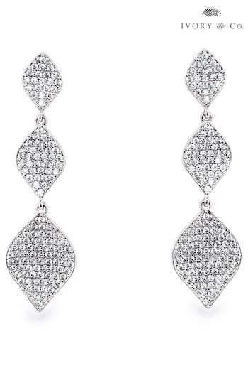 Ivory & Co Rhodium Rochelle Crystal Pave Triple Drop Earrings (868262) | £55