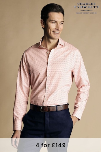 Charles Tyrwhitt Pink Slim Fit Ditsy Floral Non-Iron Print Shirt (869270) | £65