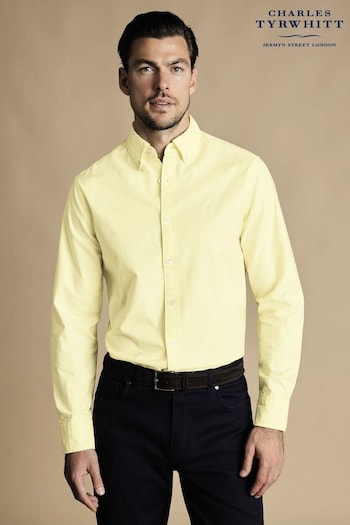 Charles Tyrwhitt Yellow Plain Button-down Stretch Washed Oxford Slim Fit Shirt (869412) | £60