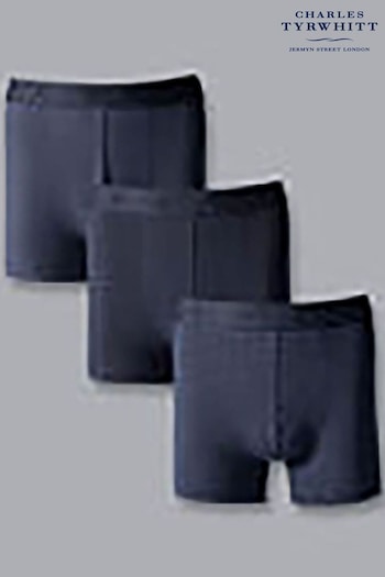 Charles Tyrwhitt Blue Cotton Stretch Jersey Trunks 3 Pack (869526) | £30