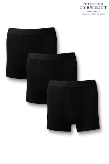 Charles Tyrwhitt Black Cotton Stretch Jersey Trunks 3 Pack (869649) | £30