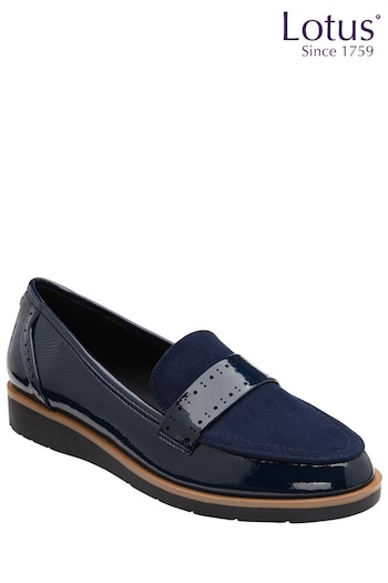 Lotus Navy Blue Wedge Loafers (869915) | £55