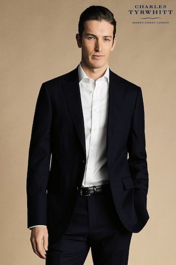 Charles Tyrwhitt Blue Slim-Fit Micro Grid Check Suit Jacket (869991) | £220