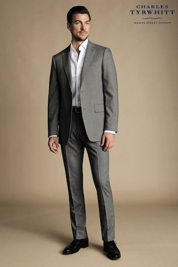 Charles Tyrwhitt Grey Slim Fit Sharkskin Ultimate Performance Suit (870056) | £270