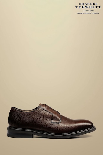 Charles Tyrwhitt Brown Grain Leather Derby Rubber Sole Upcoming Shoes (870160) | £150