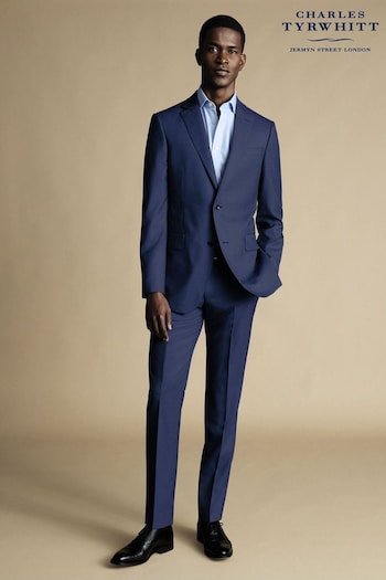 Charles Tyrwhitt Blue Slim Fit Sharkskin Ultimate Performance Suit (870245) | £270