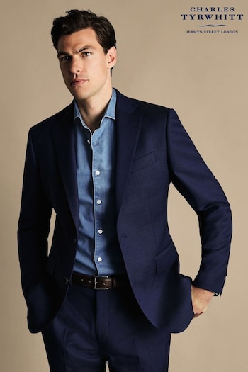 Charles Tyrwhitt Blue Slim Fit Stretch Birdseye Suit: Jacket (870438) | £230