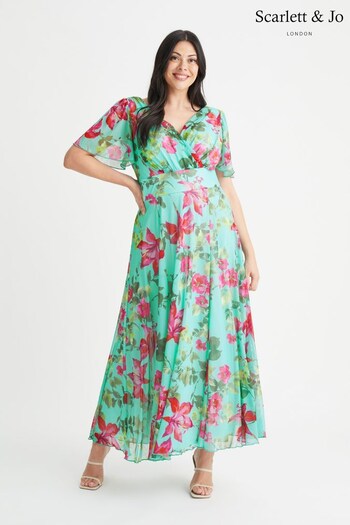Scarlett & Jo Turquoise Angel Sleeve Maxi Dress (870582) | £95