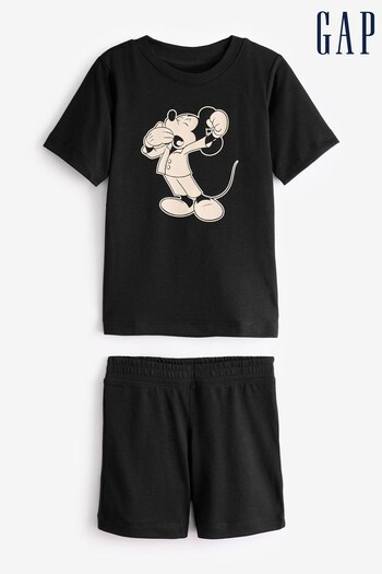 Gap Black Disney Mickey Mouse Short Sleeve Pyjama Set (4-13yrs) (870626) | £28