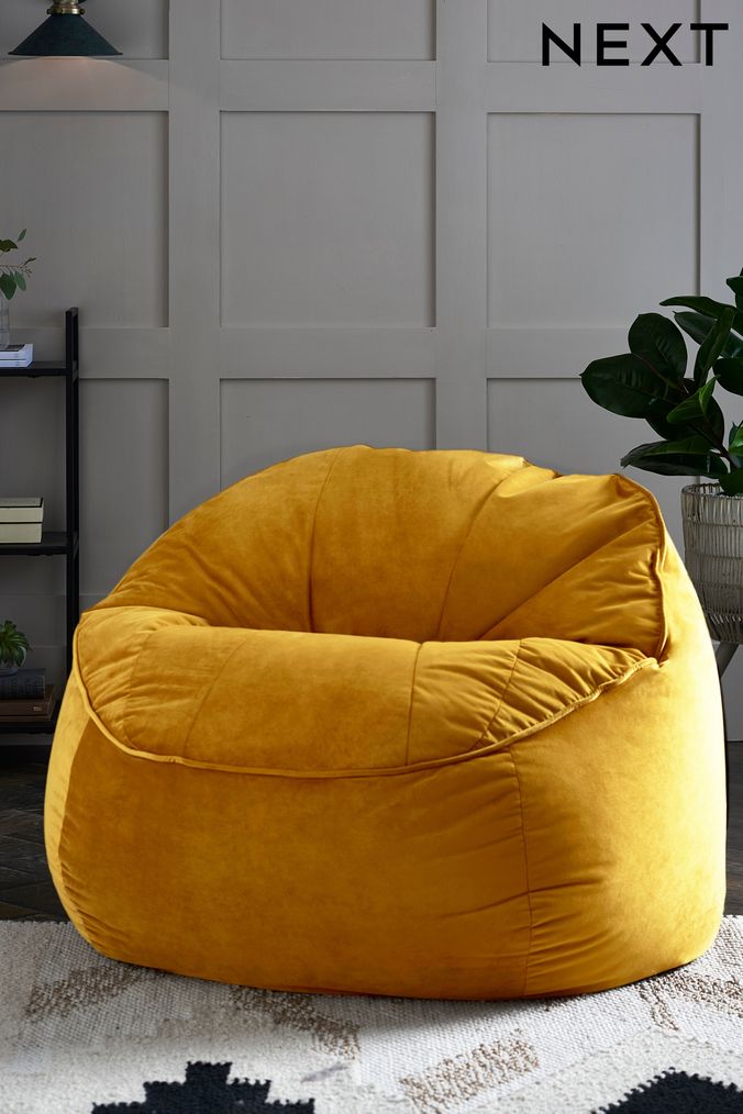Yellow velvet shop bean bag
