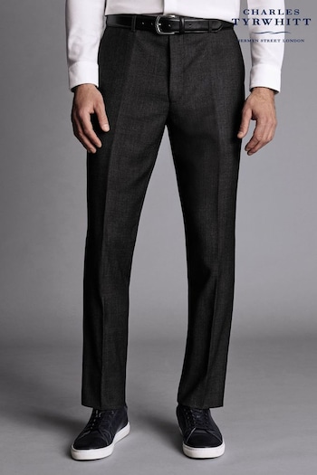 Charles Tyrwhitt Grey Slim Fit Stretch Birdseye Suit Trousers (870950) | £120