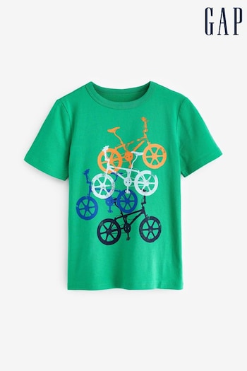 Gap Green Bike Graphic Print Short Sleeve Crew Neck T-Shirt (4-13yrs) (870969) | £10