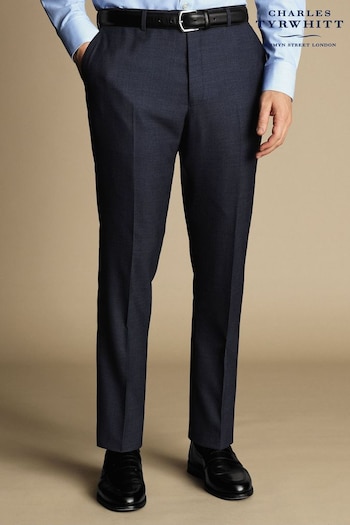 Charles Tyrwhitt Blue Heather  Prince Of Wales Slim Fit Suit Trousers (870993) | £110
