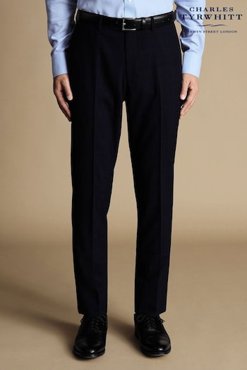 Charles Tyrwhitt Blue Slim-Fit Prince of Wales Ultimate Performance Suit Trousers (871003) | £130