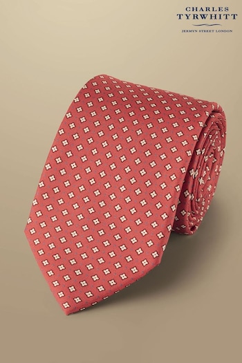 Charles Tyrwhitt Pink Mini Medallion Print Silk Tie (871026) | £35