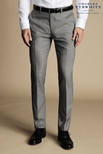 Charles Tyrwhitt Grey Slim Fit Sharkskin Ultimate Performance Suit Trousers (871049) | £130