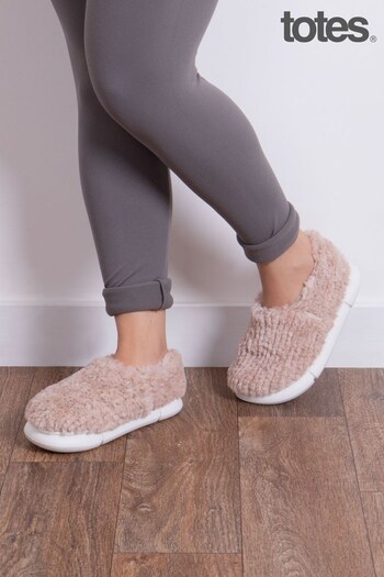 Totes Natural Kids Cloud Textured Faux Fur Mule Slipper Clogs With EVA Sole (871057) | £22