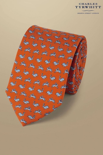 Charles Tyrwhitt Orange Hare Print Silk Tie (871156) | £35