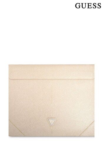 Guess Natural 16" Computer Device Bag with Sleeve Pu Saffiano Triangle Metal Logo (871173) | £90