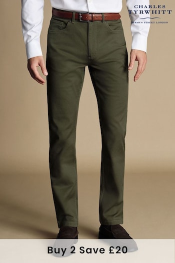 Charles Tyrwhitt Green Twill Slim Fit 5 Pocket Jeans (871292) | £80