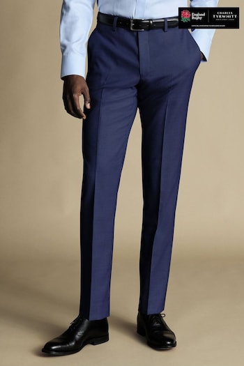 Charles Tyrwhitt Blue Slim Fit Sharkskin Ultimate Performance Suit Trousers (871329) | £130