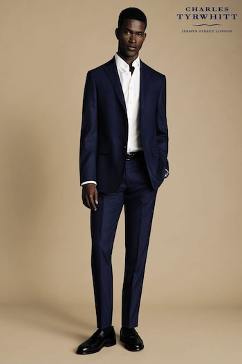 Charles Tyrwhitt Blue Slim Fit Sharkskin Ultimate Performance Suit Trousers (871492) | £130