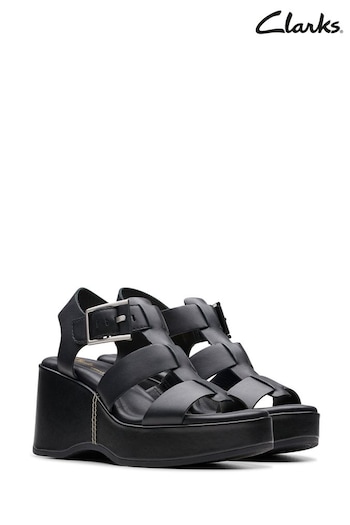 Clarks Black Leather Manon Cove Sandals (871529) | £90