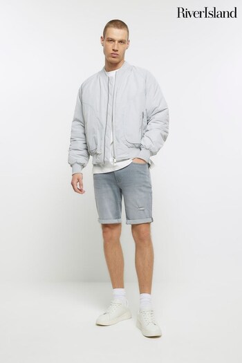 River Island Grey Denim Skinny Fit Shorts (871559) | £33