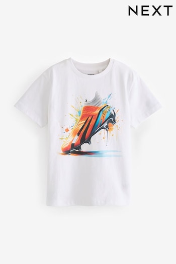 White Football Boot Short Sleeve Graphic T-Shirt (3-16yrs) (871604) | £5 - £8