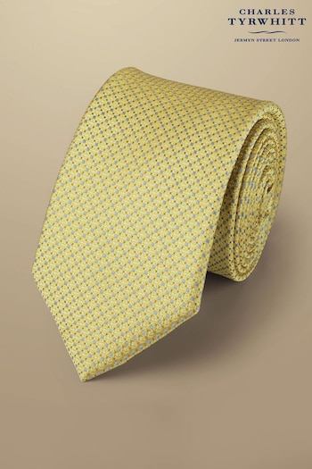 Charles Tyrwhitt Yellow Mini Floral Silk Stain Resist Pattern Tie (871709) | £35