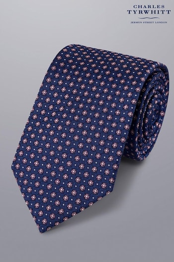 Charles Tyrwhitt Blue Mini Floral Silk Stain Resist Tie (871786) | £35