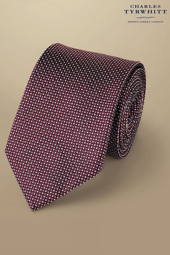 Charles Tyrwhitt Red Mini Floral Silk Stain Resist Pattern Tie (871794) | £35