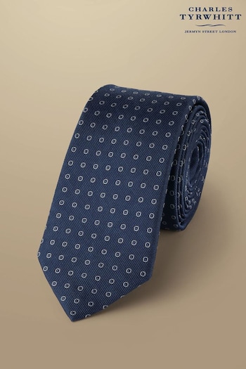 Charles Tyrwhitt Blue Ground Mini Geo Print Silk Slim Tie (871806) | £35