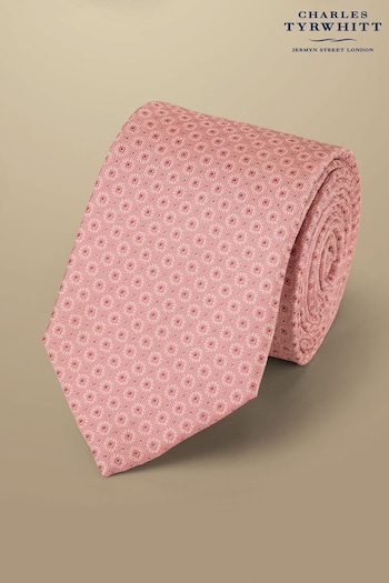 Charles Tyrwhitt Pink Mini Floral Silk Stain Resist Pattern Tie (871834) | £35