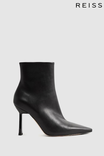 Reiss Black Scarlett Atelier Italian Leather Heeled Ankle Boots (871897) | £495