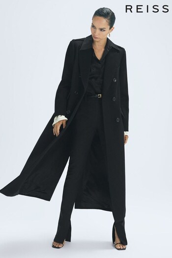 Reiss Black Margot Atelier Cashmere Double Breasted Long Coat (871957) | £845