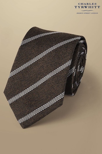 Charles Tyrwhitt Brown Silk Stripe Tie (872019) | £35