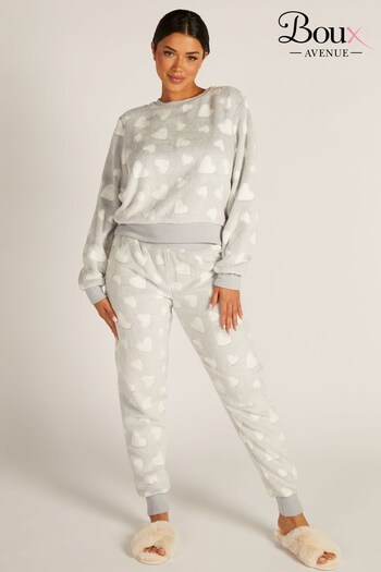 Boux Avenue Grey Heart Cosy Supersoft Top & Joggers Pyjama Set (872086) | £45