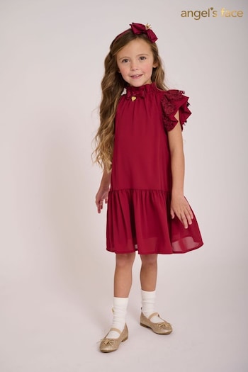 Angels Face Red Lace Frill Sleeve Dress (872096) | £70 - £74
