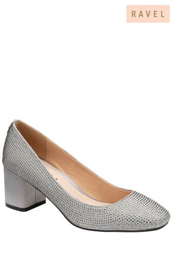 Ravel Grey Satin Block Heel Court Shoes (872174) | £65
