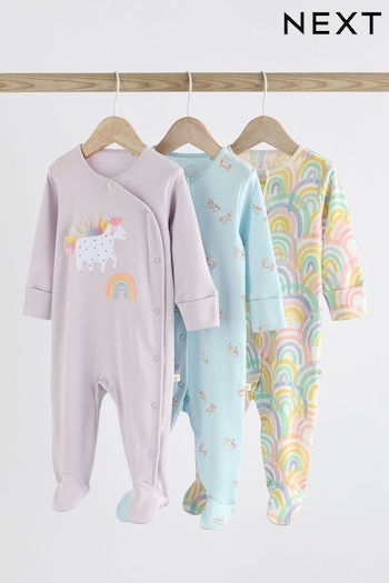 Purple Unicorn Baby Character Sleepsuits 3 Pack (0-3yrs) (872187) | £20 - £22
