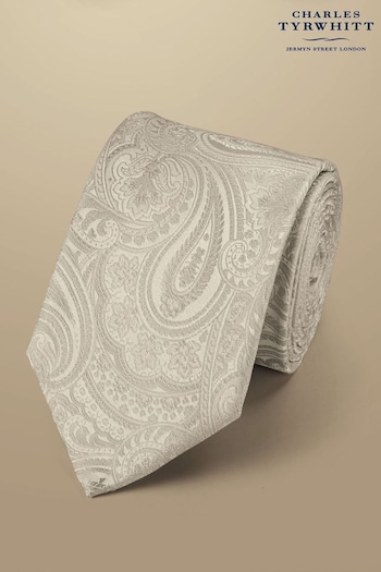 Charles Tyrwhitt White Paisley Silk Tie (872213) | £50